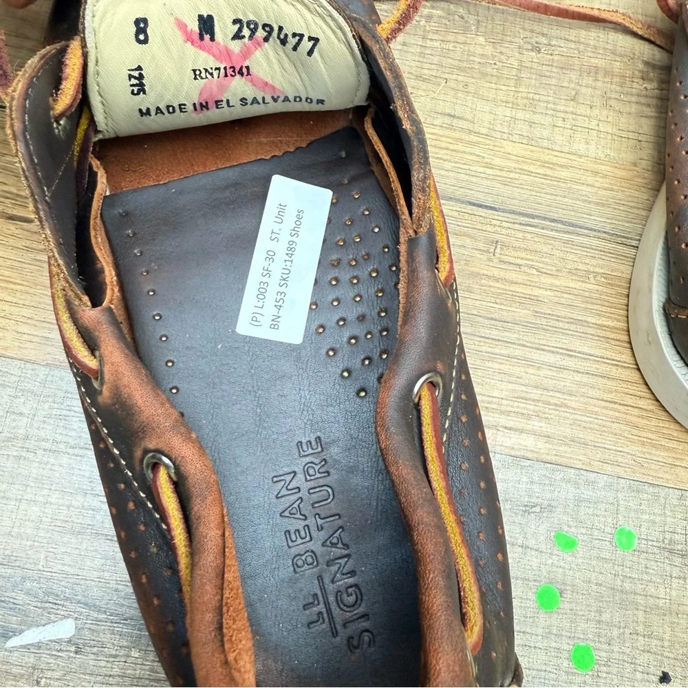 LL bean women size 8 Brown Leather Boat Shoes
